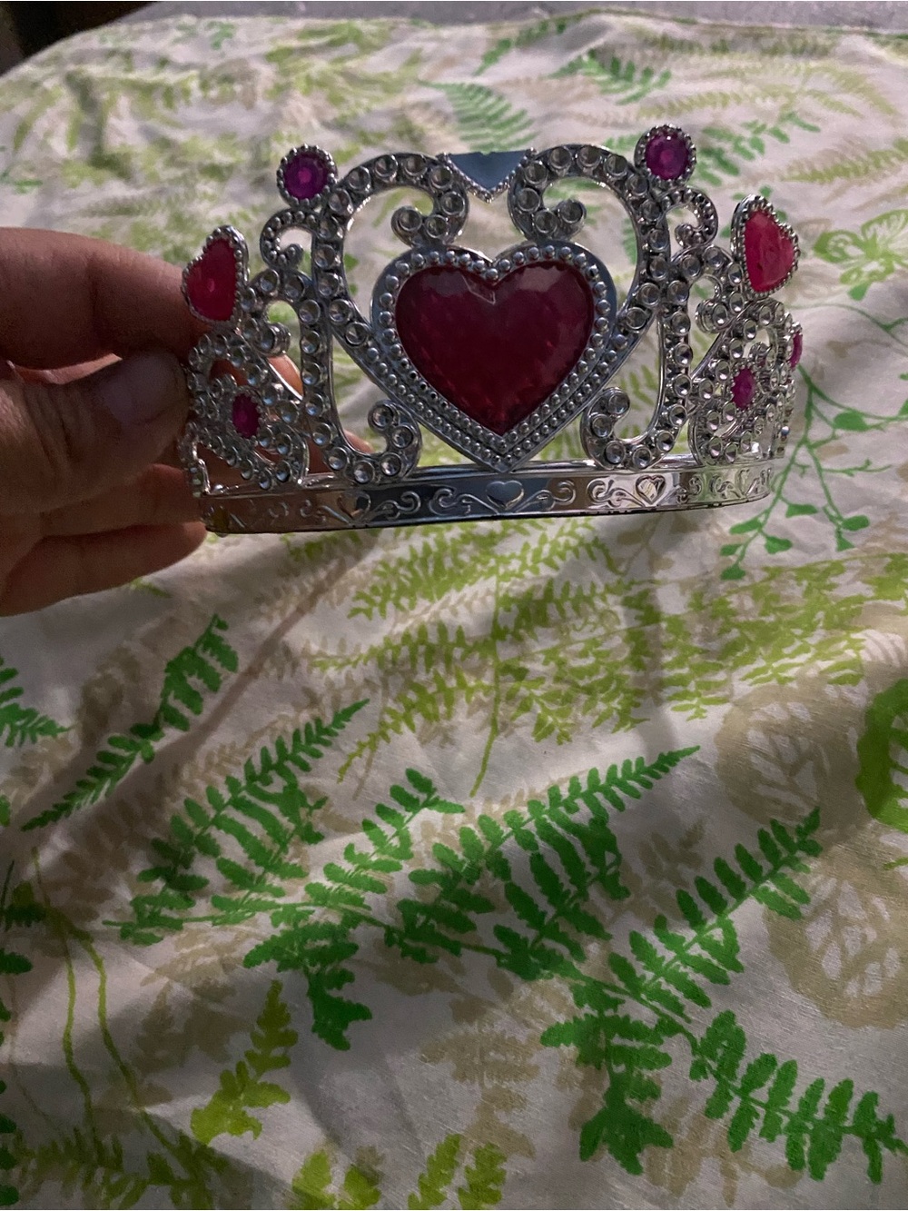 Silver Tiara with Pink Heart Accents